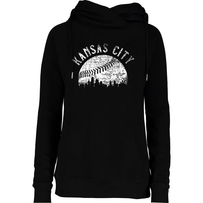 Vintage Kansas City Missouri Skyline Womens Funnel Neck Pullover Hood