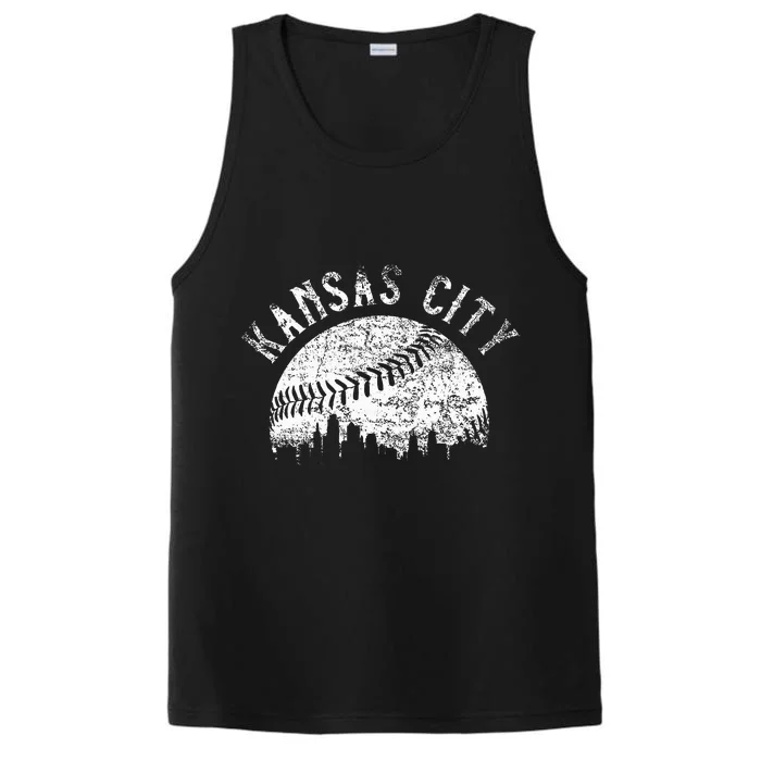 Vintage Kansas City Missouri Skyline Performance Tank