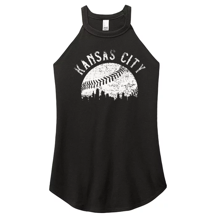 Vintage Kansas City Missouri Skyline Women’s Perfect Tri Rocker Tank