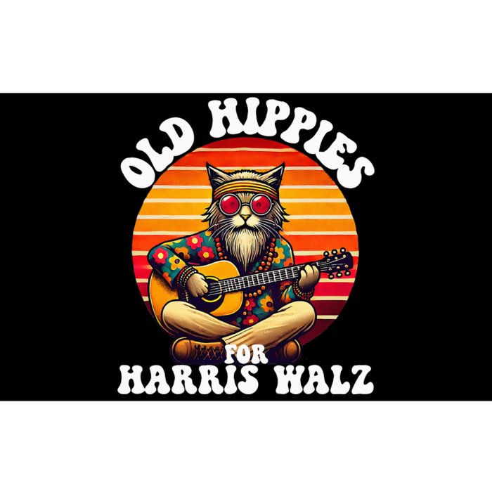 Vintage Kamala Cat Hippie Old Hippies For Harris Waltz 2024 Bumper Sticker