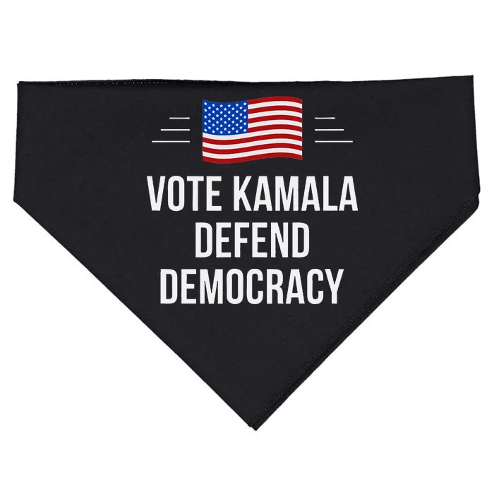 Vote Kamala Defend Democracy USA-Made Doggie Bandana