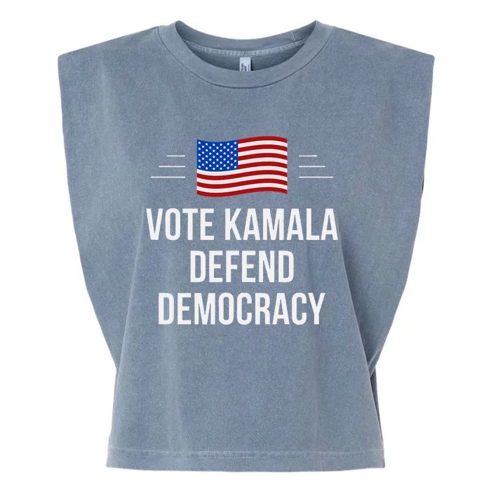 Vote Kamala Defend Democracy Garment-Dyed Women's Muscle Tee