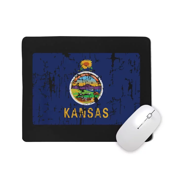 Vintage Kansas Flag Retro Ks Souvenir Gift Mousepad