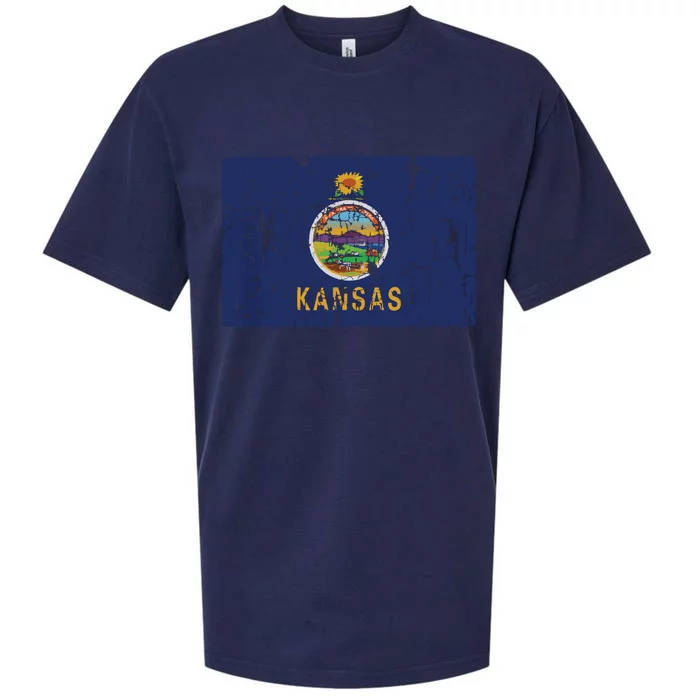 Vintage Kansas Flag Retro Ks Souvenir Gift Sueded Cloud Jersey T-Shirt