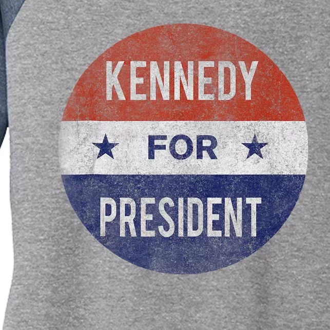 Vintage Kennedy For President JFK 1960 Election Women's Tri-Blend 3/4-Sleeve Raglan Shirt