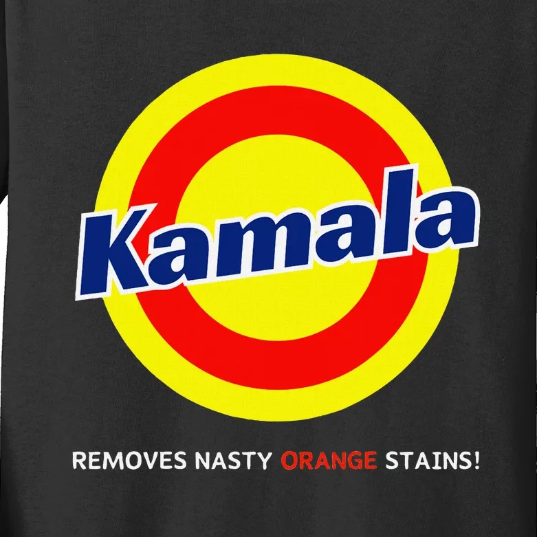 Vote Kamala Harris Removes Nasty Orange Stains Detergent Fun Kids Long Sleeve Shirt