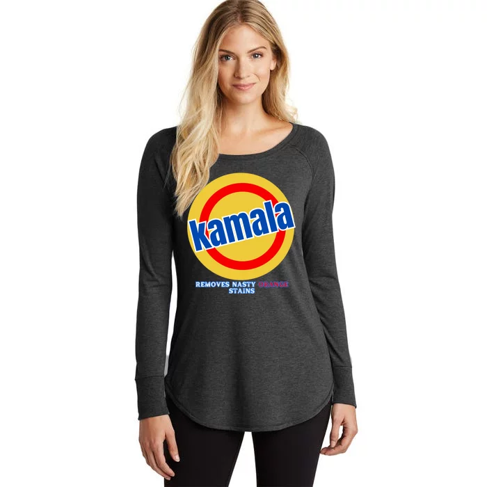 Vote Kamala Harris Pin Removes Nasty Orange Stains Funny Women's Perfect Tri Tunic Long Sleeve Shirt