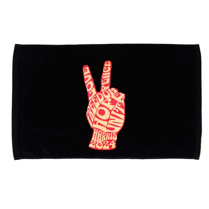 Vintage Kamala Harris 2024 For President Campaign Peace Sign Microfiber Hand Towel