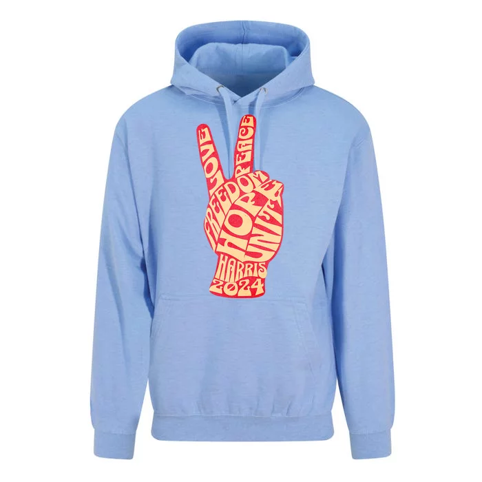 Vintage Kamala Harris 2024 For President Campaign Peace Sign Unisex Surf Hoodie