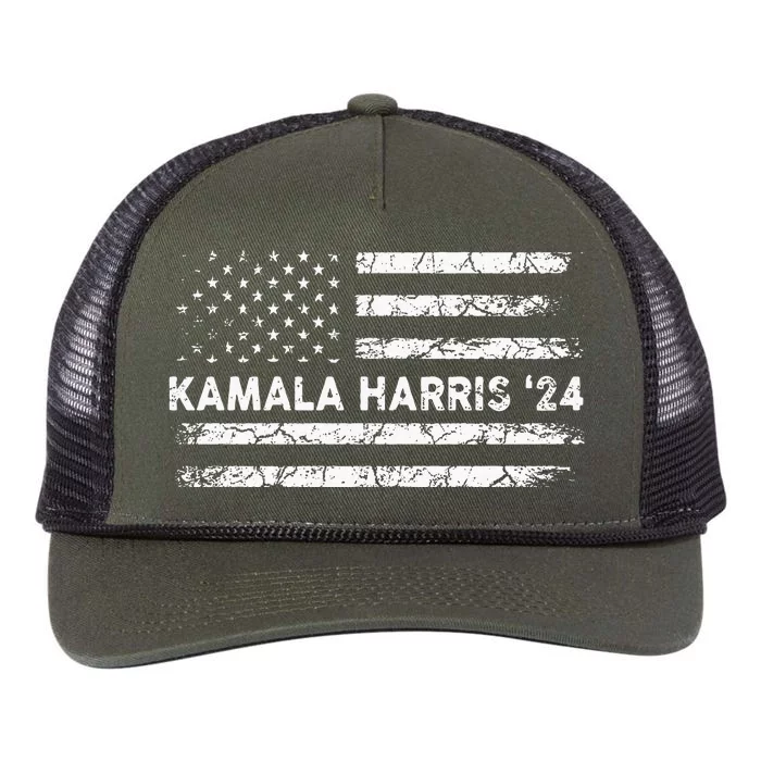 Vintage Kamala Harris 2024 For President Election Campaign Zip Retro Rope Trucker Hat Cap