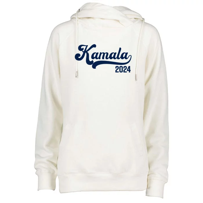 Vote Kamala Harris 2024 Retro Varsity Midnight Blue Womens Funnel Neck Pullover Hood