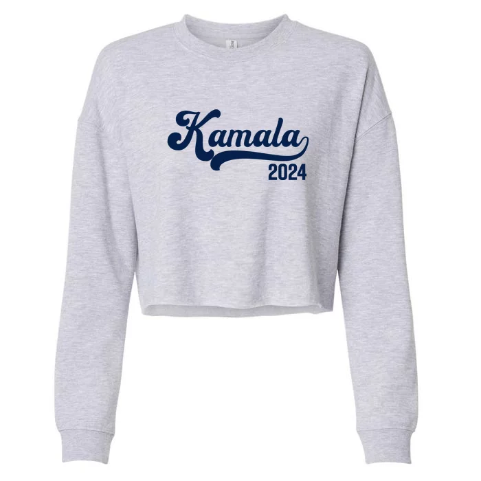 Vote Kamala Harris 2024 Retro Varsity Midnight Blue Cropped Pullover Crew