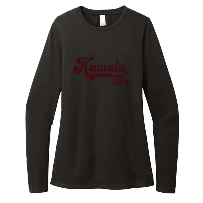 Vote Kamala Harris 2024 Retro Varsity Cardinal Red Womens CVC Long Sleeve Shirt