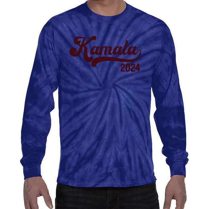 Vote Kamala Harris 2024 Retro Varsity Cardinal Red Tie-Dye Long Sleeve Shirt