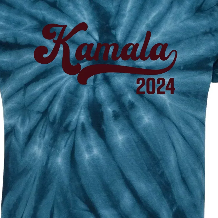 Vote Kamala Harris 2024 Retro Varsity Cardinal Red Kids Tie-Dye T-Shirt