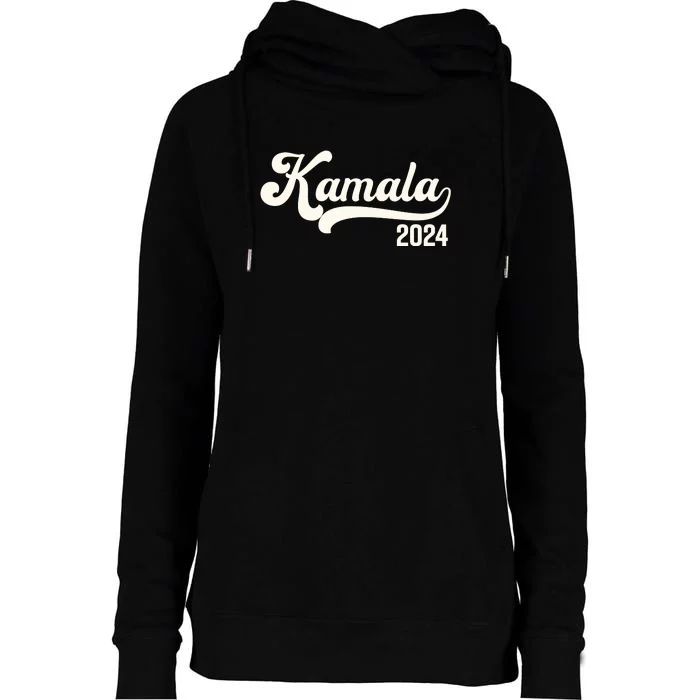 Vote Kamala Harris 2024 Retro Varsity Vintage Womens Funnel Neck Pullover Hood