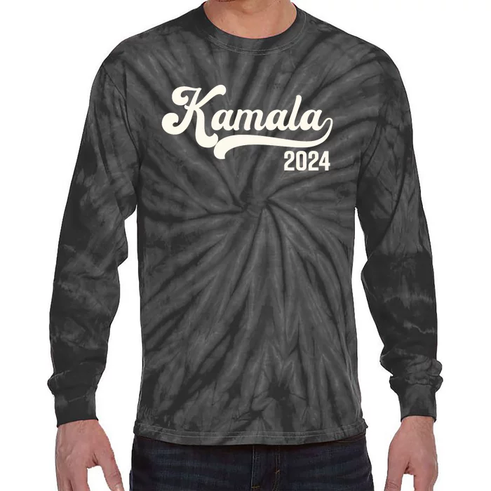 Vote Kamala Harris 2024 Retro Varsity Vintage Tie-Dye Long Sleeve Shirt