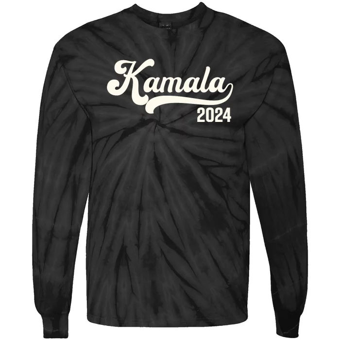 Vote Kamala Harris 2024 Retro Varsity Vintage Tie-Dye Long Sleeve Shirt