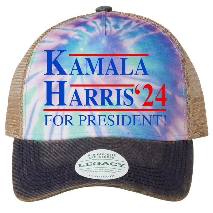 Vote Kamala Harris 2024 For President Election Campaign Legacy Tie Dye Trucker Hat