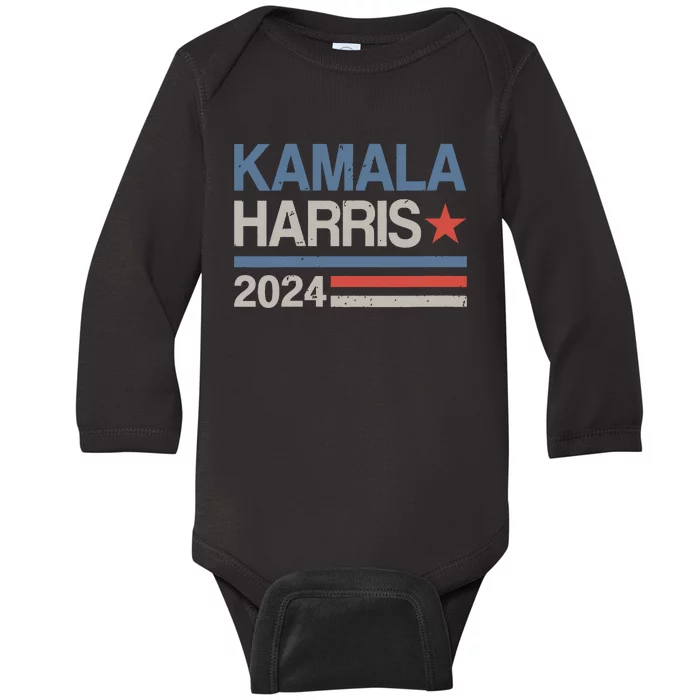 Vintage Kamala Harris 2024 For President Election Campaign Baby Long Sleeve Bodysuit