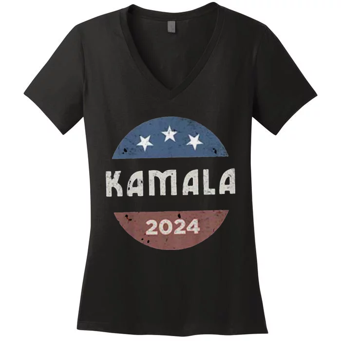 Vintage Kamala Harris 2024 For President Election Women's V-Neck T-Shirt