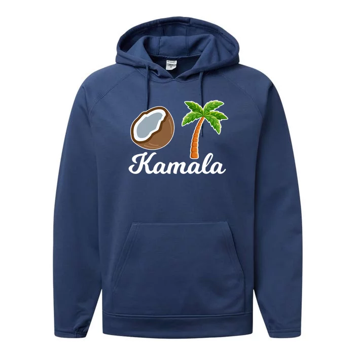 Vote Kamala Harris For President Fell Out Of A Coconut Tree Funny Gift Performance Fleece Hoodie