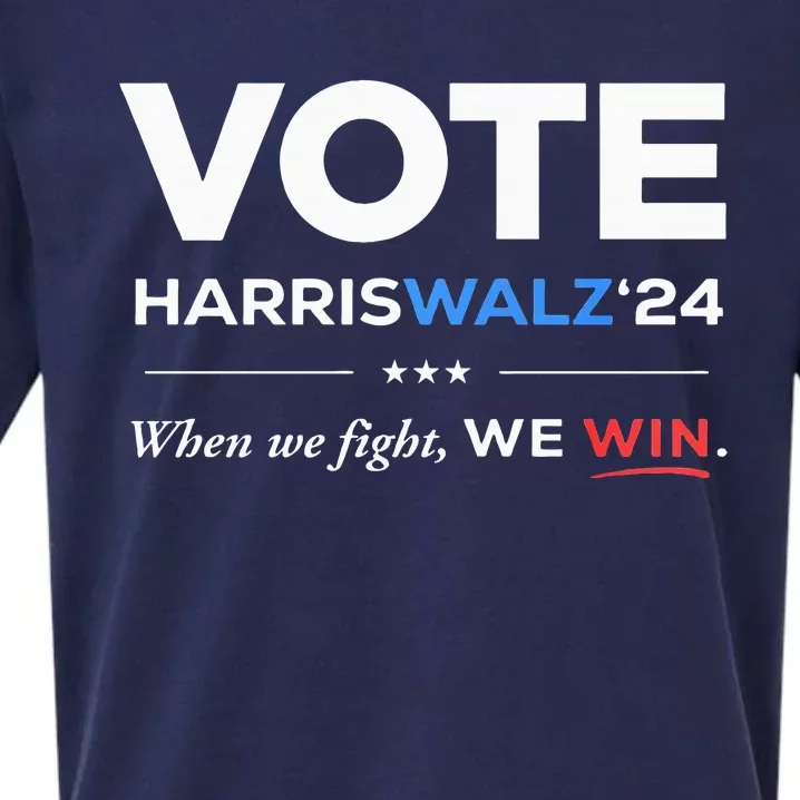 Vote Kamala Harris & Tim Walz 24 When We Fight We Win Sueded Cloud Jersey T-Shirt