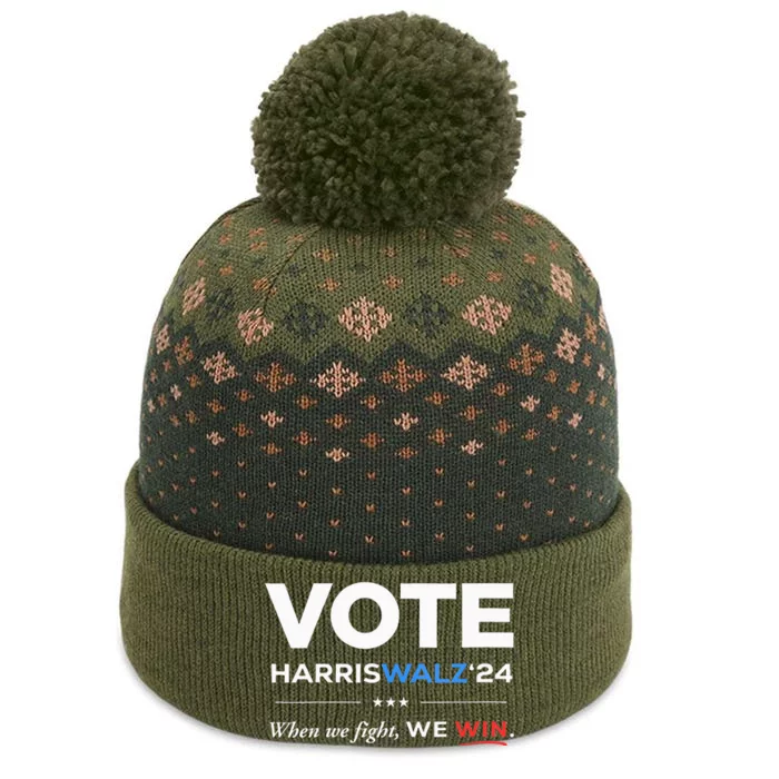 Vote Kamala Harris & Tim Walz 24 When We Fight We Win The Baniff Cuffed Pom Beanie