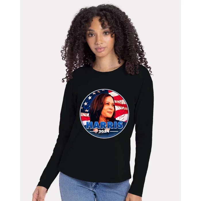 Vote Kamala Harris 2024 Election Emblem Womens Cotton Relaxed Long Sleeve T-Shirt