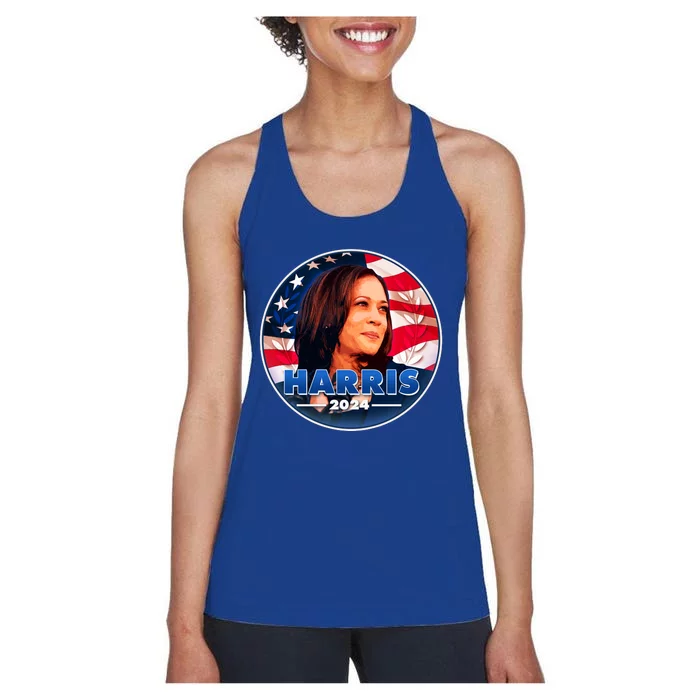 Vote Kamala Harris 2024 Election Emblem Women's Racerback Tank