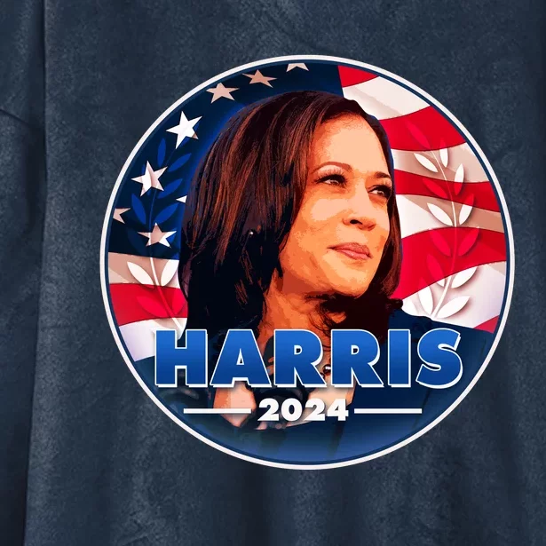 Vote Kamala Harris 2024 Election Emblem Hooded Wearable Blanket