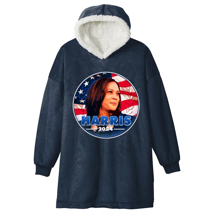 Vote Kamala Harris 2024 Election Emblem Hooded Wearable Blanket