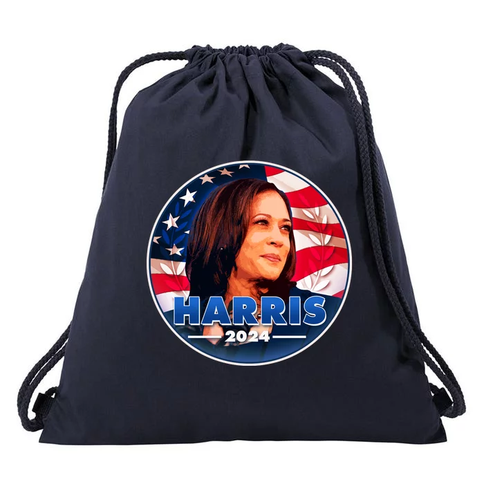 Vote Kamala Harris 2024 Election Emblem Drawstring Bag