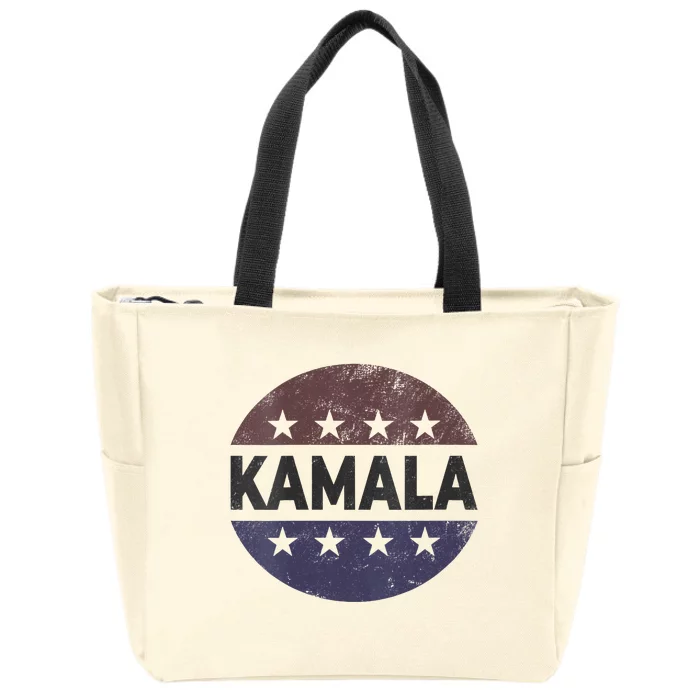 Vintage Kamala Harris 2024 For President Election Campaign Vneck Zip Tote Bag