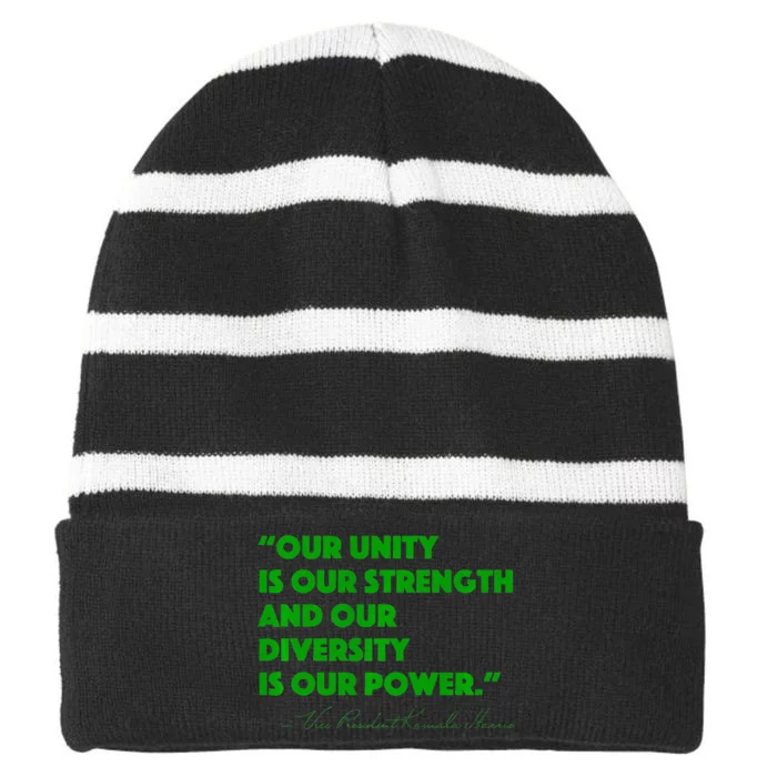 Vp Kamala Harris Quote Premium Striped Beanie with Solid Band