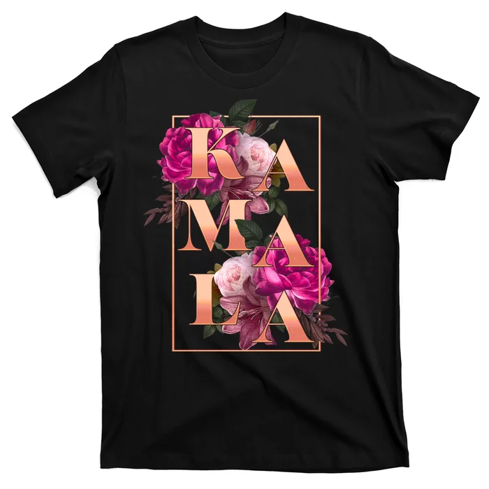 Beautiful Vintage Floral Flowers Vote Kamala Harris 2024 T-Shirt