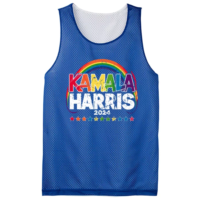 Vintage Kamala Harris 2024 Rainbow Lgbtq+ Gift Mesh Reversible Basketball Jersey Tank