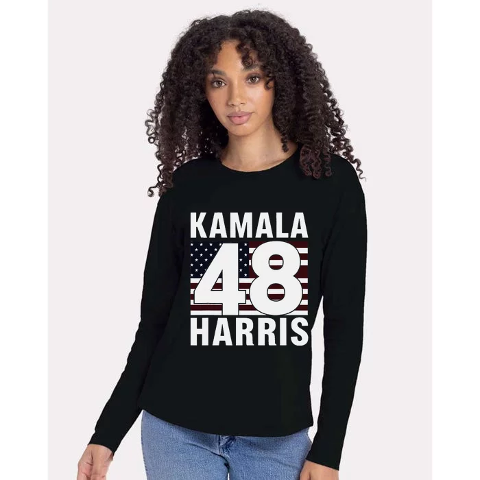 Vote Kamala Harris 48th 2024 For President Vintage Flag Womens Cotton Relaxed Long Sleeve T-Shirt