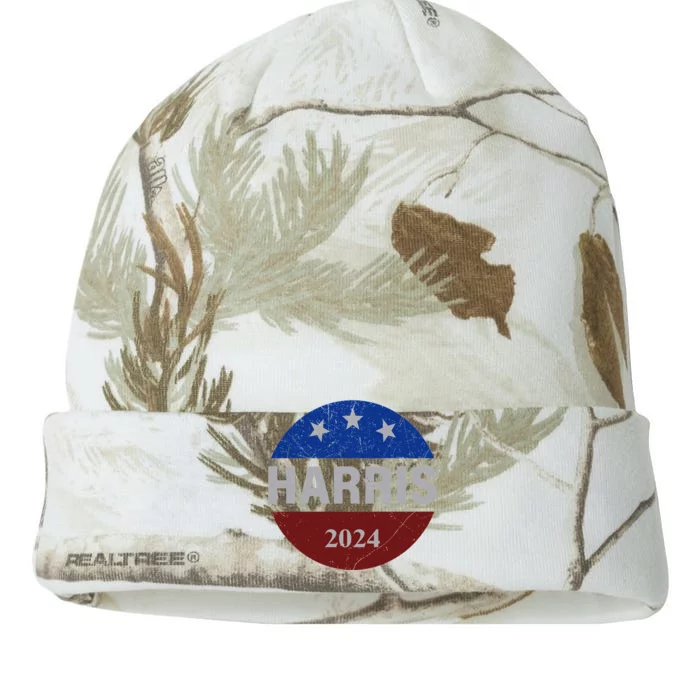 Vote Kamala Harris For President 2024 Button Usa Flag Kati - 12in Camo Beanie