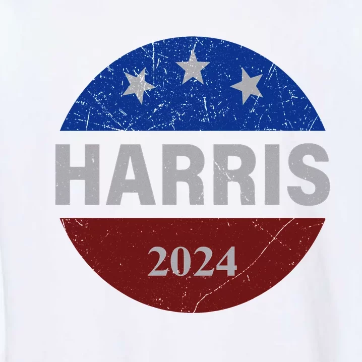 Vote Kamala Harris For President 2024 Button Usa Flag Garment-Dyed Sweatshirt