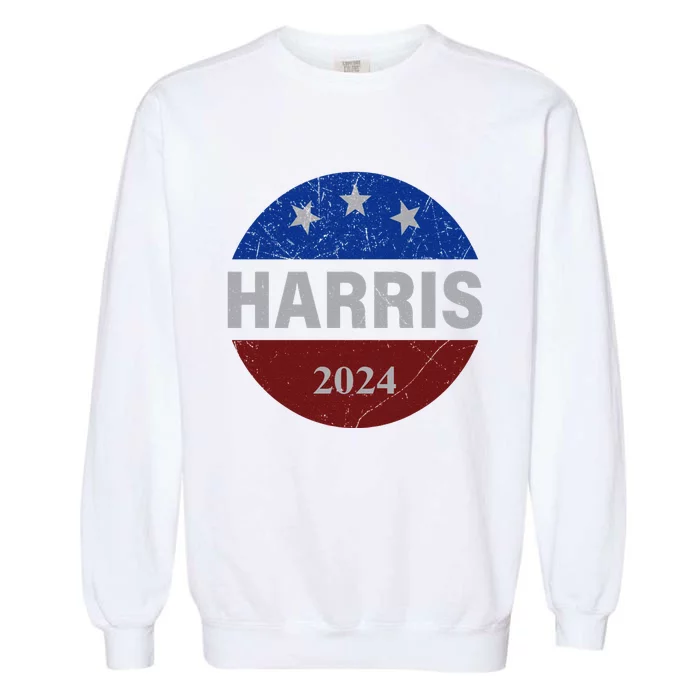 Vote Kamala Harris For President 2024 Button Usa Flag Garment-Dyed Sweatshirt