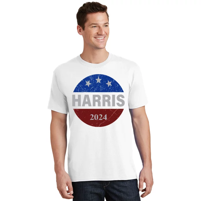 Vote Kamala Harris For President 2024 Button Usa Flag T-Shirt