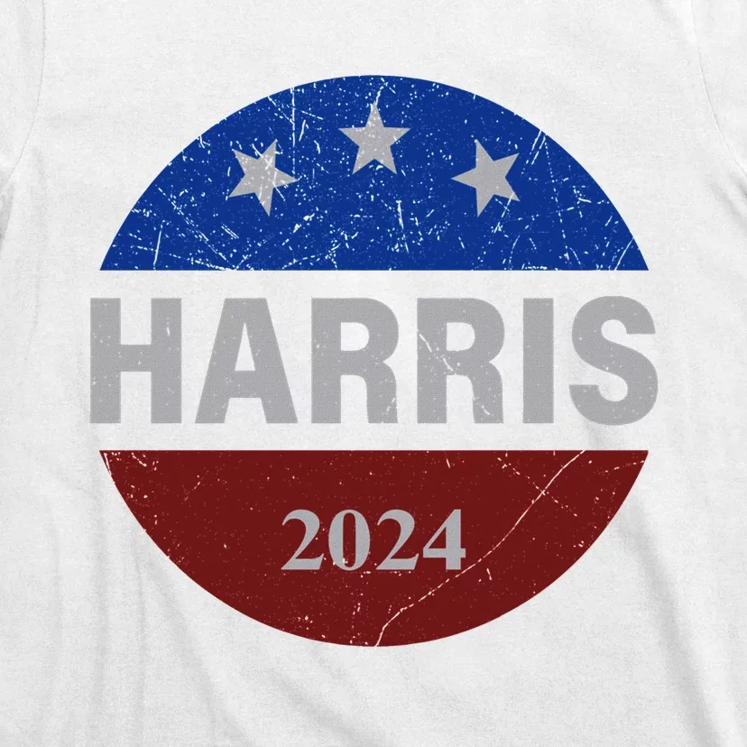 Vote Kamala Harris For President 2024 Button Usa Flag T-Shirt