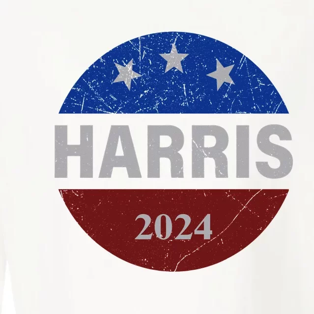 Vote Kamala Harris For President 2024 Button Usa Flag Cropped Pullover Crew