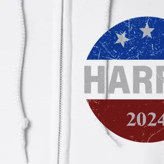 Vote Kamala Harris For President 2024 Button Usa Flag Full Zip Hoodie