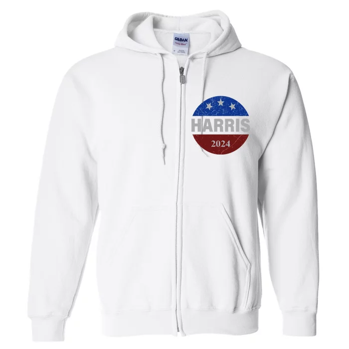 Vote Kamala Harris For President 2024 Button Usa Flag Full Zip Hoodie