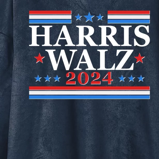 Vote Kamala Harris Tim Walz 2024 Election Hooded Wearable Blanket