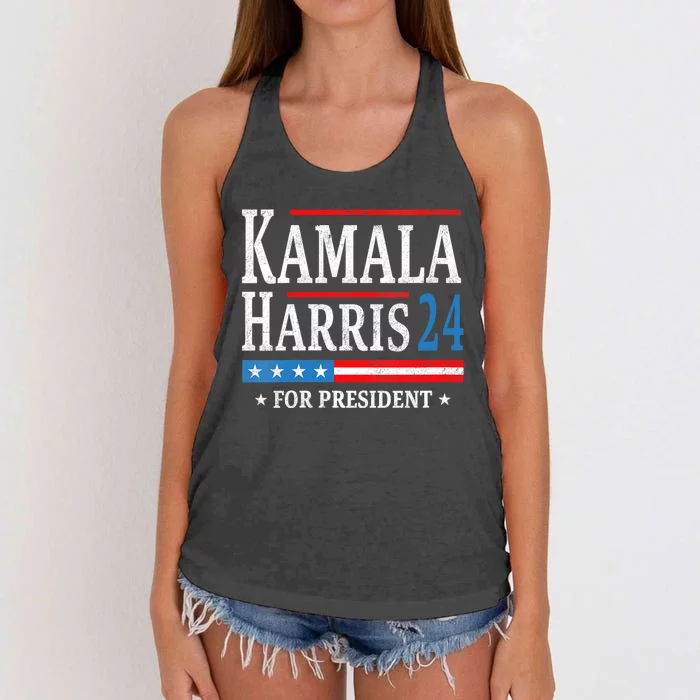 Vintage Kamala Harris 2024 For President Election Campaign Women's Knotted Racerback Tank