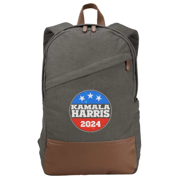 Vintage Kamala Harris 2024 Election Emblem Cotton Canvas Backpack