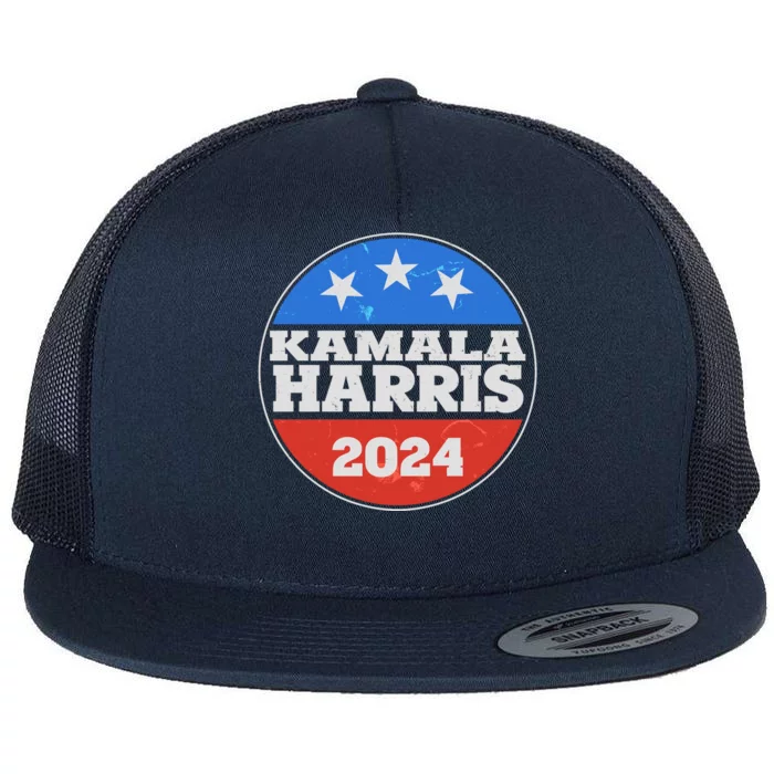 Vintage Kamala Harris 2024 Election Emblem Flat Bill Trucker Hat